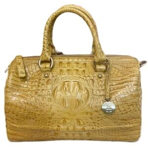 BRAHMIN Yellow Leather Crocodile Satchel